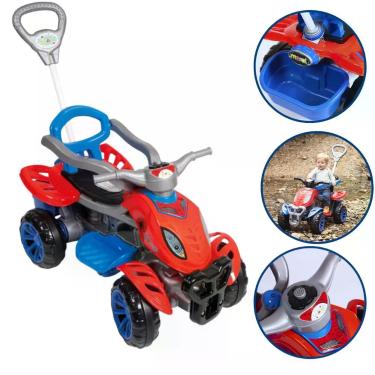 Imagem de Carrinho De Passeio Pedal Com Empurrador Quadriciclo Criança Spider Ma