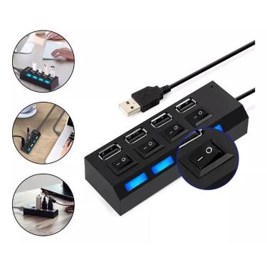 Imagem de Hub Usb 4 Portas Carregador Adaptador Led Chave Seletora 2.0 - OEM