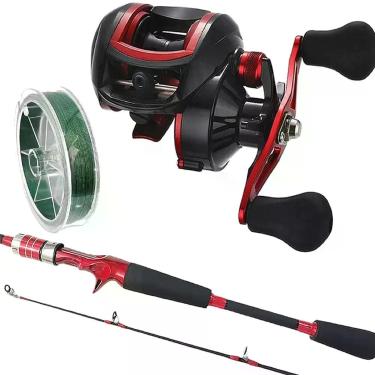 Imagem de Kit Até 10kg Carretilha 8.1:1 Vara Ação Média Carbono E Linha Multifil
