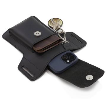 Imagem de Pochete Bolsa Porta Celular Masculino em Couro para Documentos eAcessó