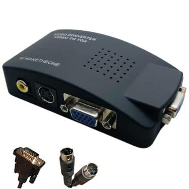 Imagem de Adaptador RCA para VGA, conversor composto AV S-Video RCA VGA fêmea para conversor de saída fêmea VGA, transferência de sinal gráfico de vídeo de CCTV, PC, laptop, DVD, VCR TVBox para monitor VGA, projetor de computador