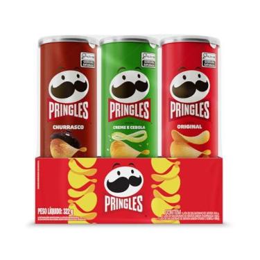 Imagem de Pringles Pack Promo Salgadinho de Batata Frita 3 Sabores - Original, Creme e Cebola e Churrasco