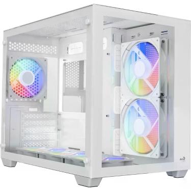 Imagem de Gabinete Gamer Aerocool Dryft Mini Branco Com 6 Fans Argb Lateral Vidro