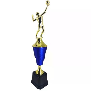 Imagem de Troféu de Vôlei Masculino Vitória Vencedor 502253 em Polímero Metalizado 39cm Dourado e Azul