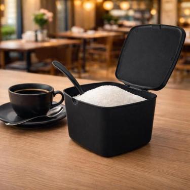 Imagem de Açucareiro Farinheiro Moderno 500ml com Tampa e Colher para Mesa - Del