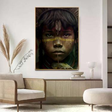 Imagem de Quadro com Moldura Decorativo Para Sala Quarto Hall Indio Brasileiro A