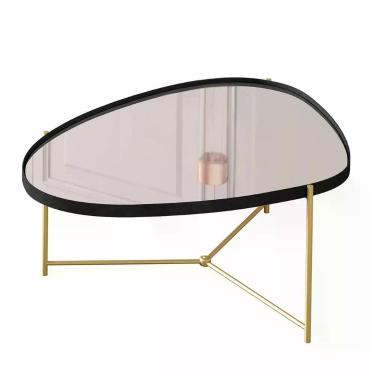 Imagem de Mesa De Centro Organica Alamanda Espelhada Com Pés Metálicos Preto-dourado