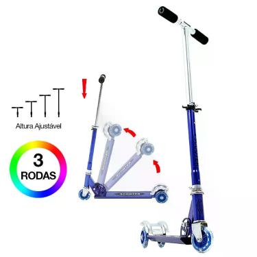 Imagem de Patinete de Criança de Três Rodas Ajuste de Altura Azul - DM Toys