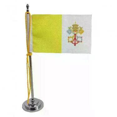 Imagem de Mini Bandeira De Mesa Do Vaticano 15 Cm Poliéster
