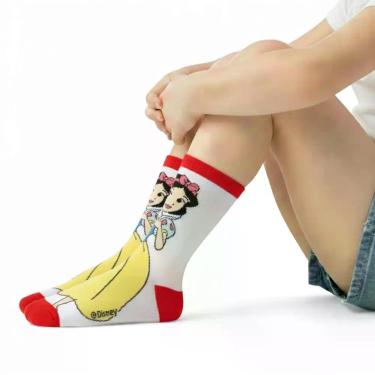 Imagem de Meia Infantil Menina Princesas Disney - Jolitex Ternille, Branco, 19a2