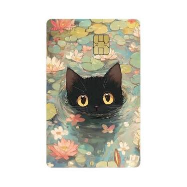 Imagem de Adesivo De Filme PVC De Gato Preto Para Cartão De Débito E Crédito Com