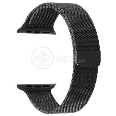 Imagem de Pulseira Milanese De Aço De Ferro Iwo Smartwatch 42mm E 44mm Em Aço Inoxidável - Preto