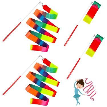 Imagem de 4 Fitas de Dança Arco-Íris com Bastão, 200 cm, Ginástica - Marca Própr