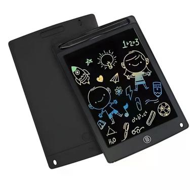Imagem de Tela De Escrita Lcd 12" Preta Lousa Mágica Escrita Colorida Botão De Apagar Desenhos E Anotações