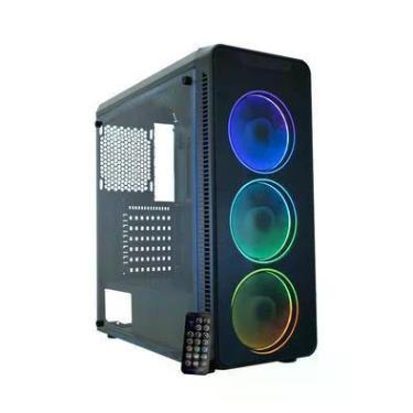 Imagem de Gabinete Gamer K-mex A2g8 Infinity Streamer, Mid Tower, ArGB, ATX, Lateral Full Acrílico Transparente, C/ 3 Fans ARGB, Preto + Controle