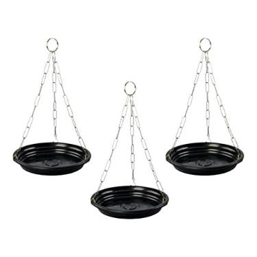 Imagem de 3 Kit Suspenso Para Planta Pendente - 3 Prato De Vaso 17 Cm + 3 Corrente Tripla Para Pendurar Vaso na Parede