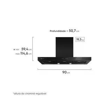 Imagem de Coifa de Parede Electrolux Pro Series 90 cm com Painel Eletrônico, Preta - 90CTV