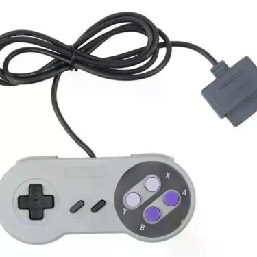 Imagem de Controle Compatível 16 Bits Clássico com Fio 8 Botões Retrô Cor Cinza