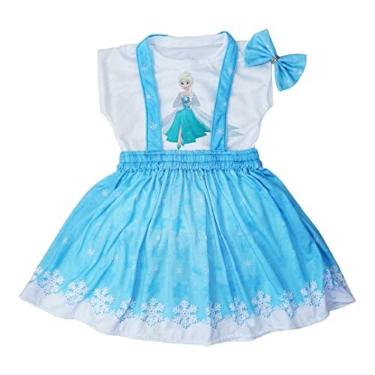 Imagem de Vestido Frozen Infantil - Ótimo para festa Infantil - Acompanha Blusinha + Laço
