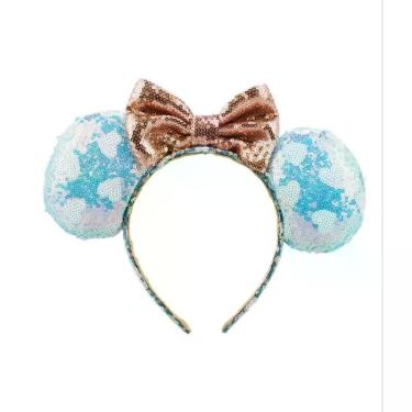 Imagem de Tiara Laço Rosê Orelhas Azul Lantejoulas Minnie - Disney DYG101TR-MK5-