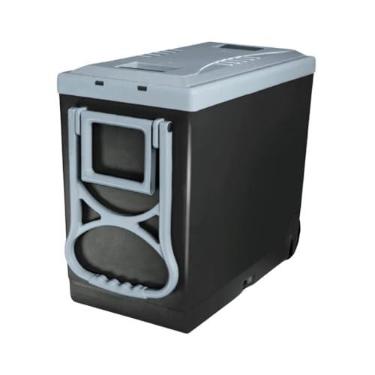 Imagem de Caixa Térmica com Rodas e Mesa Lateral – Capacidade 32 Litros | Design Funcional Azul ou Preto (Preto (sem suporte lateral))