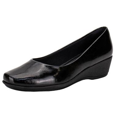 Imagem de Sapato feminino anabela piccadilly 143133, Verniz, Preto, 35