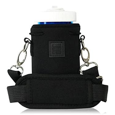 Imagem de Bolsa de suporte de garrafa de água de neoprene feita fácil com alça de ombro ajustável, perfeita para o transporte de aço inoxidável, garrafas de água, garrafa de plástico (preta, P 340 g - 355 g)