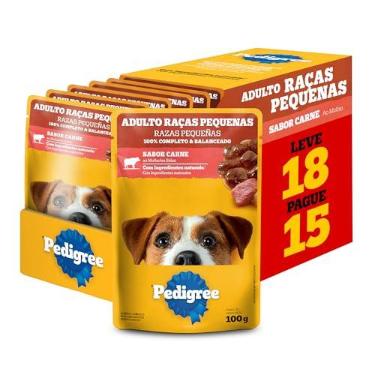 Imagem de Pack Ração Úmida Pedigree Sachê Carne ao Molho para Cães Adultos de Raças Pequenas - Leve 18 Pague 15