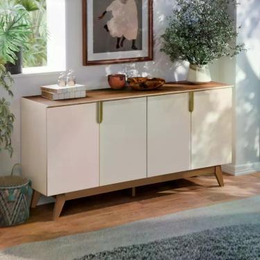 Imagem de Balcão Aparador Buffet Sala Jantar Domani 160cm 4 Portas - EdeCasaMove