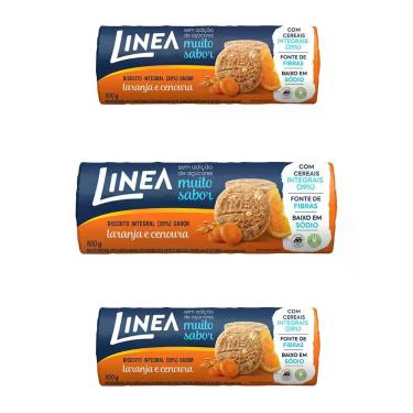 Imagem de Biscoito Integral Linea Laranja e Cenoura Kit 3 Pacotes 100g