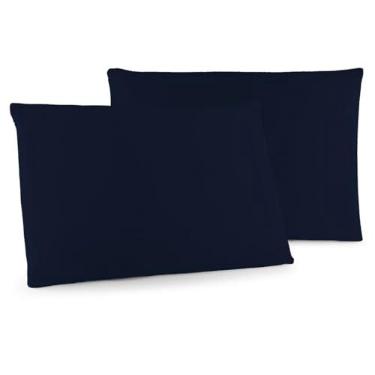 Imagem de Kit 02 Fronhas Classic Tecido Percal 400 Fios 70x50 cm Antiácaro, Anti-pilling com Toque Macio - Azul Marinho