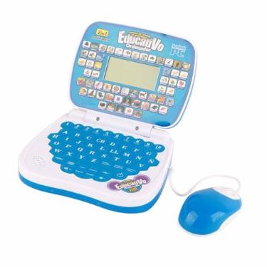Imagem de Laptop de Aprendizagem Bilíngue Infantil, Laptop Educacional Interativo Com Função de Releitura de Música para Crianças (blue)