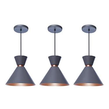Imagem de Kit 3 Pendente Lustre Luminária Berlim 23cm Cinza