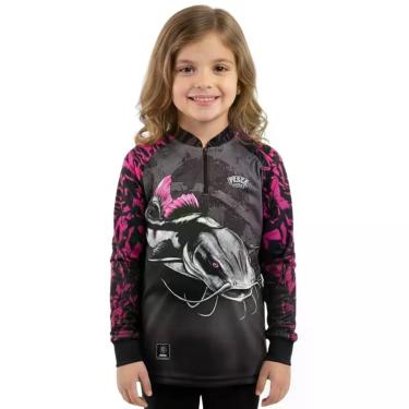 Imagem de Camisa Camiseta Blusa de Pesca Pirarara Infantil menina com Proteção u