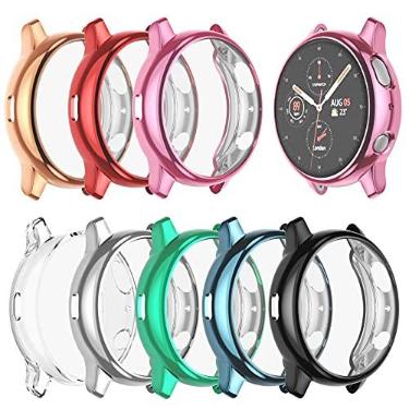 Imagem de BHARVEST [Pacote com 8] Capa protetora de tela compatível com Samsung Galaxy Watch Active 2 de 40 mm, revestida de TPU macio e resistente a arranhões (8 cores, Active 2 40 mm)