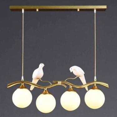 Imagem de Lustre De Bolha De 4 Luzes Lustre De Globo De Vidro De Meados Do Século Lustre De Design De Pássaro Criativo Lustre Linear Luz Pendente Moderna Para Sala De Estar Cozinha, Gold, Amber Glass