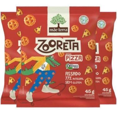 Imagem de Kit Salgadinho Zooreta Mãe Terra Pizza contendo 3 pacotes de 45g cada