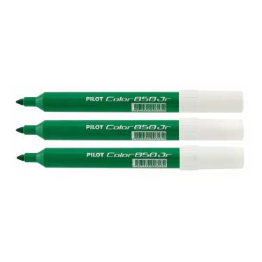 Imagem de Kit com 3 Caneta Hidrografica Color 850 Jr Verde Pilot