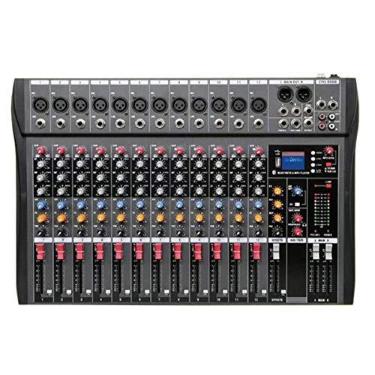 Imagem de Lelong Mesa De Som 12 Canais Com Bluetooth, Delay, USB, MP3, 48V e Display Digital, preto