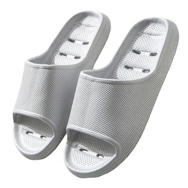 Imagem de Legou Pantufas femininas para uso interno, verão, casal, massagem, banheiro, banheira, antiderrapante, resistente ao desgaste, Cinza 2, 42 EU