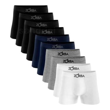 Imagem de Kit 10 Cuecas Boxer Masculina Zorba Algodão Sem Costura Adulto, Sortid
