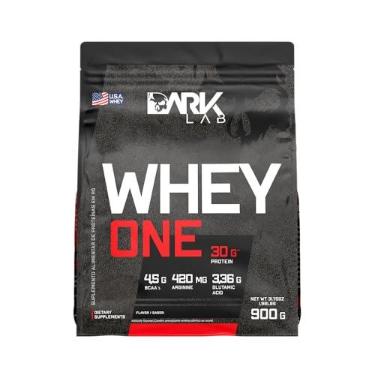 Imagem de Whey One Concentrado Dark Lab Refil 900g, Morango, Ganho de Massa Muscular