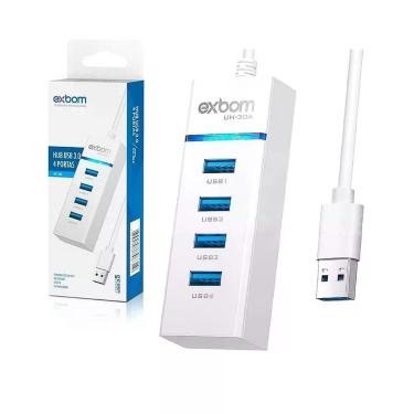 Imagem de Hub Cabo Usb 3.0 High Speed Hd Extensor 4 Portas Branco