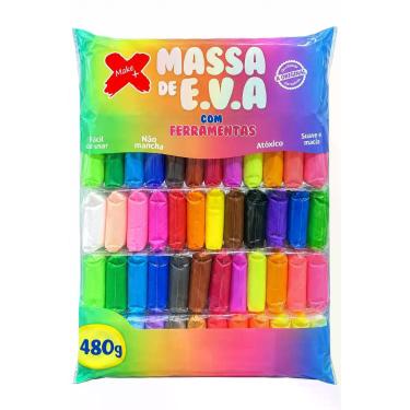 Imagem de Kit Massa EVA 60 Cores Sortidas 480g Com 6 Ferramentas Para Modelar Es