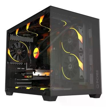 Imagem de Gabinete Gamer Forcefield V2 Black Vulcan Mid Tower Mini ITX Micro ATX Vidro Temperado Preto Pcyes