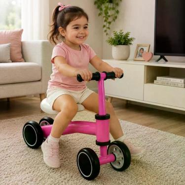 Imagem de Bicicleta Infantil de Equilíbrio Rosa com Aro 12 Indicada para Crianças a Partir de 1 Ano e Cor Rosa