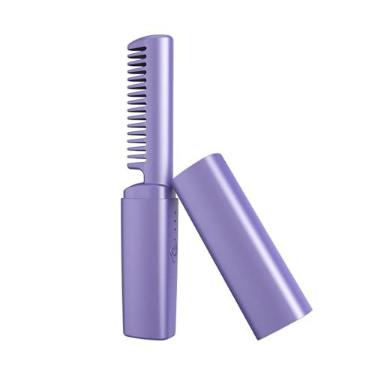 Imagem de shamjina Escova alisadora de cabelo sem fio portátil, pente alisador de cabelo aquecido com aquecimento rápido para estilo de cabelo, namorada, homens, tolet