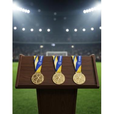 Imagem de Kit 3 Medalhas Premium Para Futebol Premiação 55mm C/Cordão
