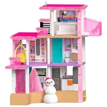 Imagem de Hallmark Keepsake Enfeite de Natal 2025, Barbie Merriest Dream House Musical com luz, presentes para fãs da Barbie
