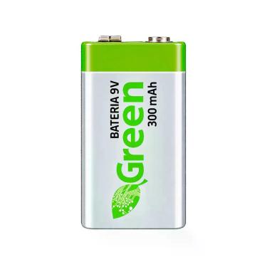 Imagem de Bateria 9v Recarregável de Alta Capacidade - 300MAH - GREEN, 013-9300